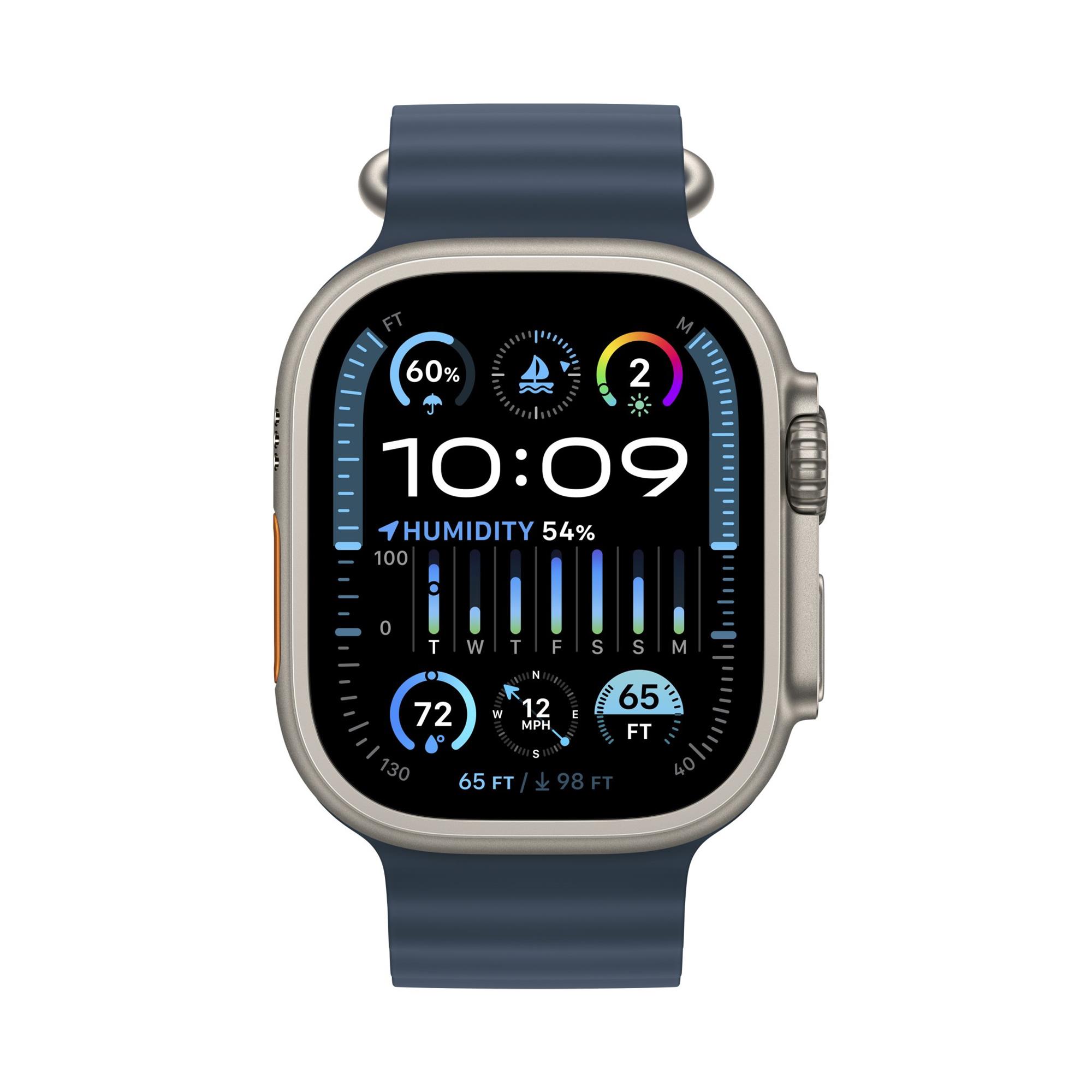 HOD GPS MTP Apple Watch Ultra 2 GPS + Cellular, 49 mm titánové puzdro s modrým oceánskym remienkom