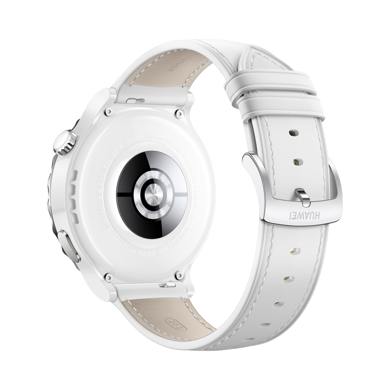 Huawei Watch GT3 Pro 43 mm, strieborný rámček, biele keramické puzdro, biely kožený remienok