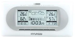 Hyundai Meteostanice WSC 1928W, bílá, předpověď počasí, měření tlaku, budík, hodiny, venkovní čidlo