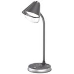 IMMAX LED stolní lampička FINCH šedá + stříbrné prvky