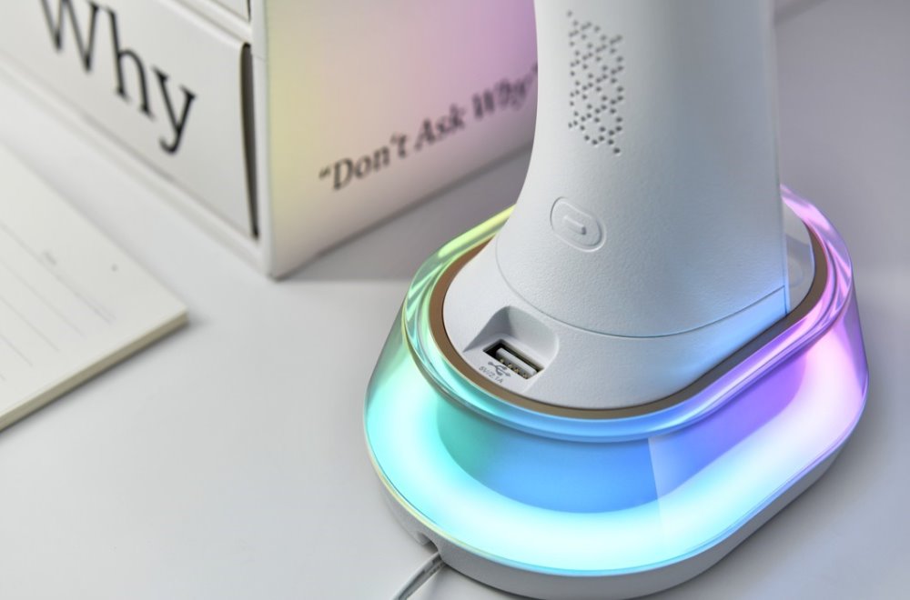IMMAX LED stolová lampa CORELLA biela + zlaté prvky