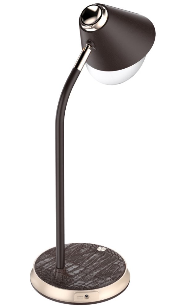 IMMAX LED stolová lampa FINCH hnedá + zlaté prvky