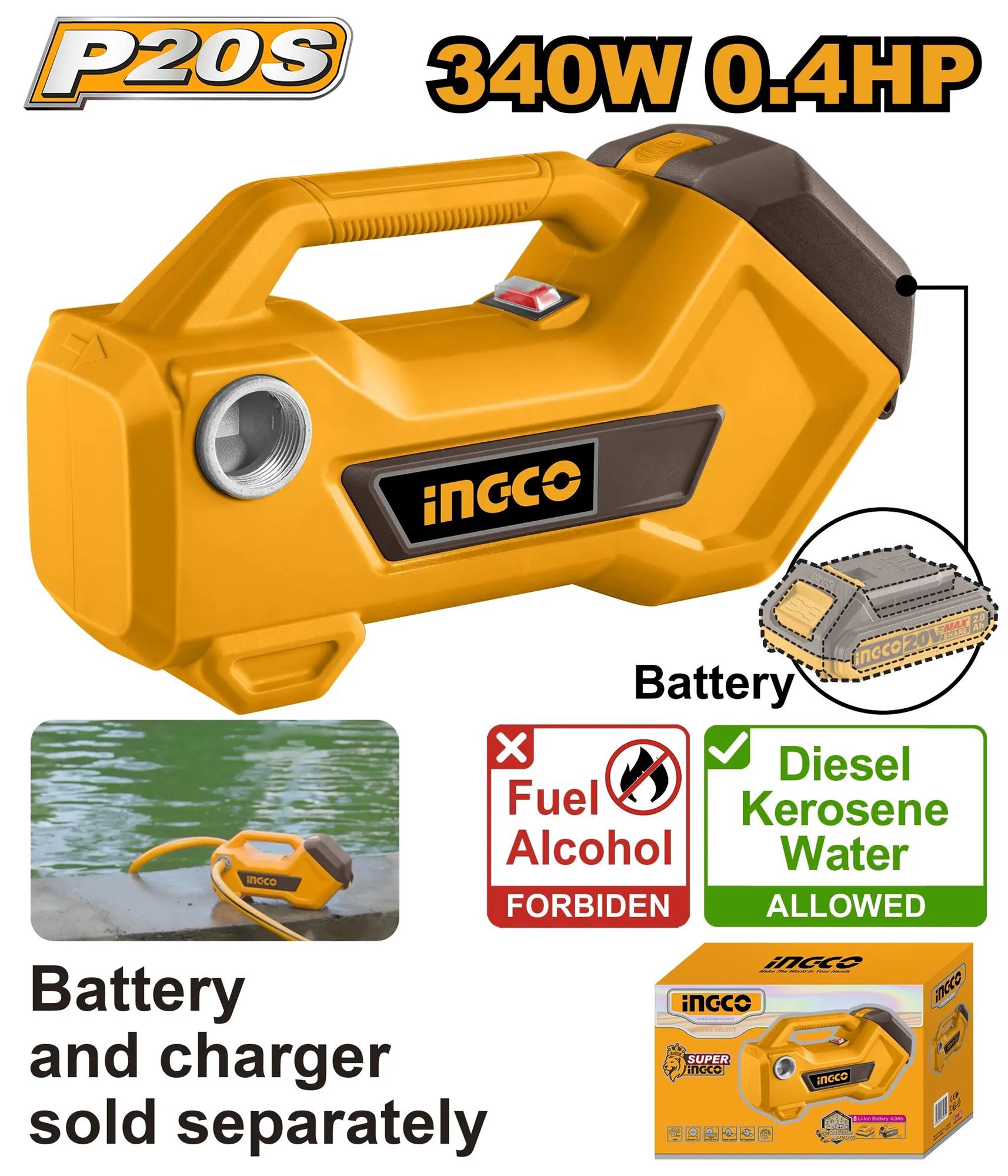 INGCO Čerpadlo AKU, 340W, bez baterie a nabíječky