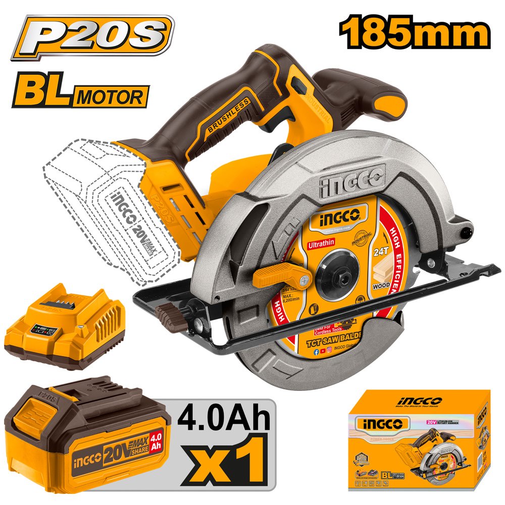 Ingco CSLI18511 AKU kotoučová pila vč. baterie a nabíječky