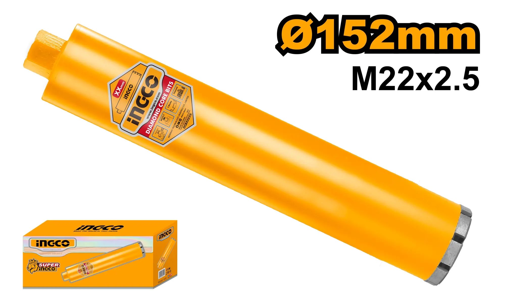 Ingco korunka vykružovací diamantová 152 mm, M22 x 2,5