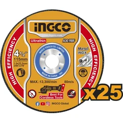 Ingco MCD11011525 Kotúč na rezanie kovov 115 x 1,2 x 22,2 mm, sada 25 ks