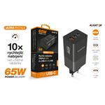 Inteligentná sieťová nabíjačka ALIGATOR GaN, Power Delivery 65 W, 2xUSB-C, 1xUSB-A, čierna