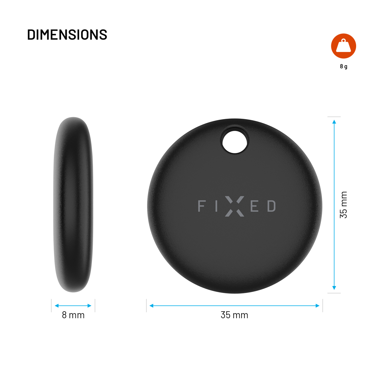 Inteligentný sledovač FIXED Tag Dual, čierny