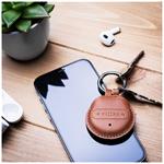 Inteligentný tracker FIXED Sense s červeným koženým puzdrom a karabínou