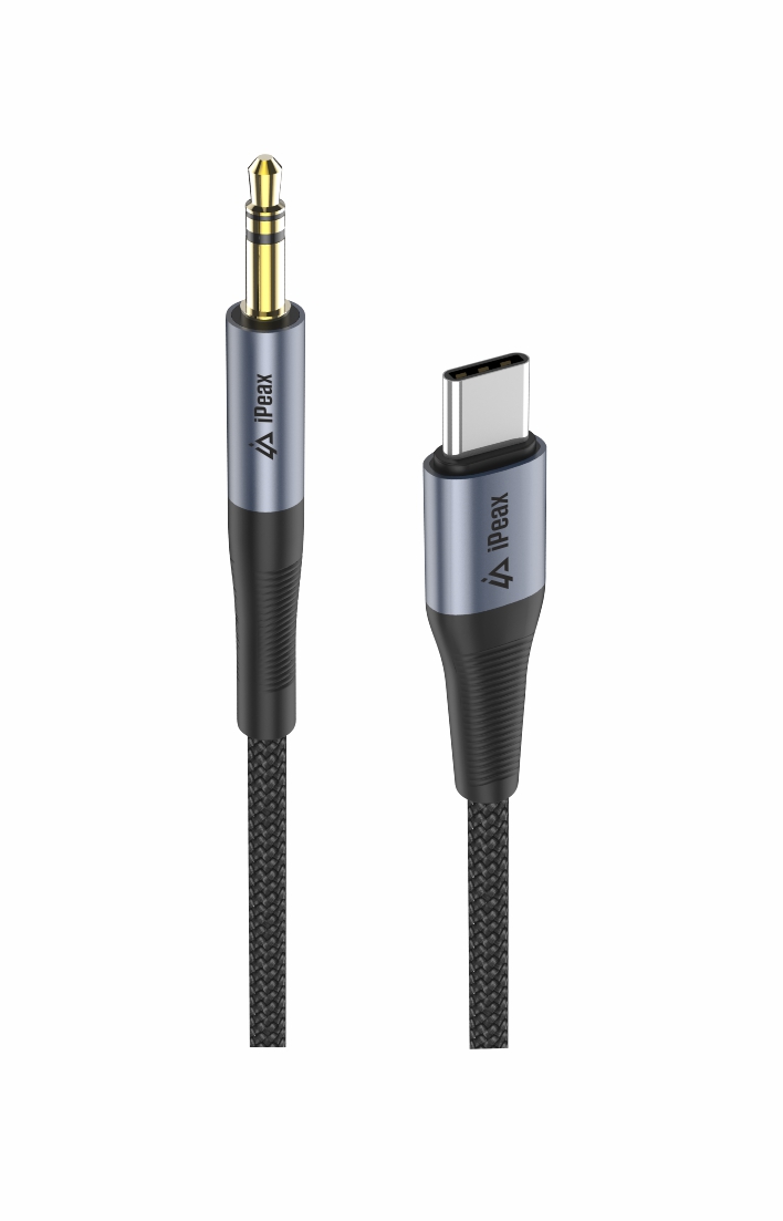 iPEAX adaptér USB-C / 3,5 mm jack 1,5 m, černý