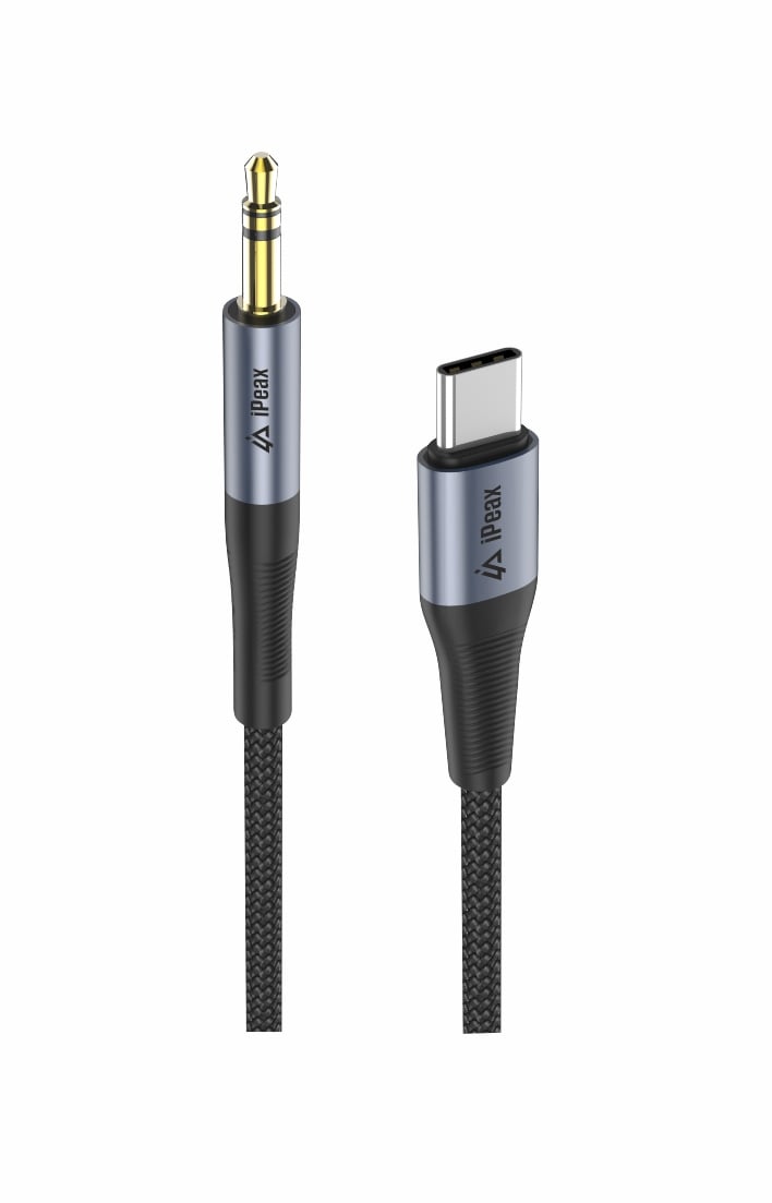 iPEAX adaptér USB-C / 3,5 mm jack 1,5 m, čierny