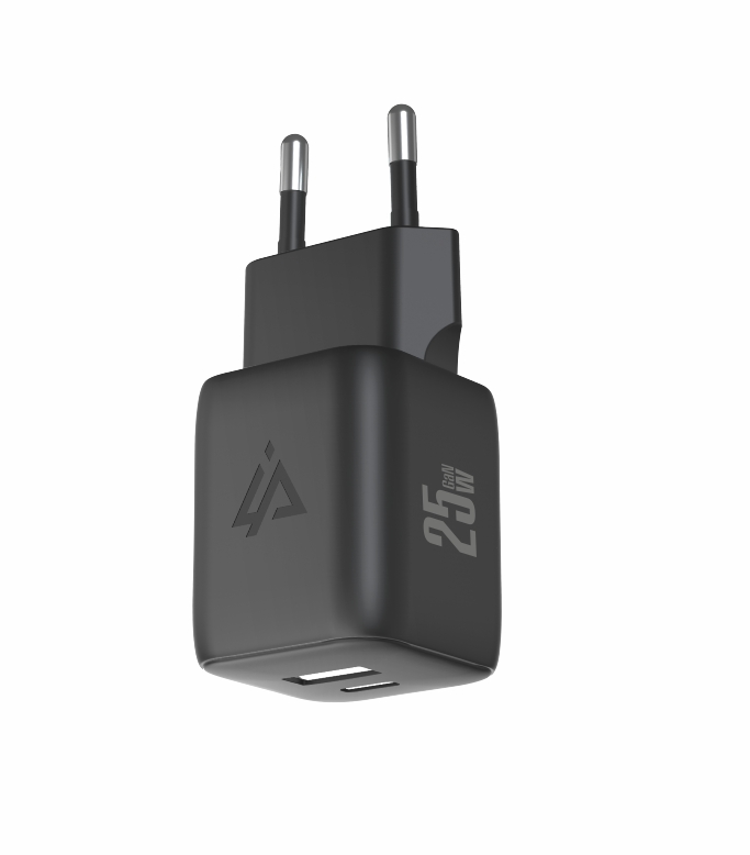 iPEAX GaN sieťová nabíjačka 25 W (USB-C + USB-A), čierna