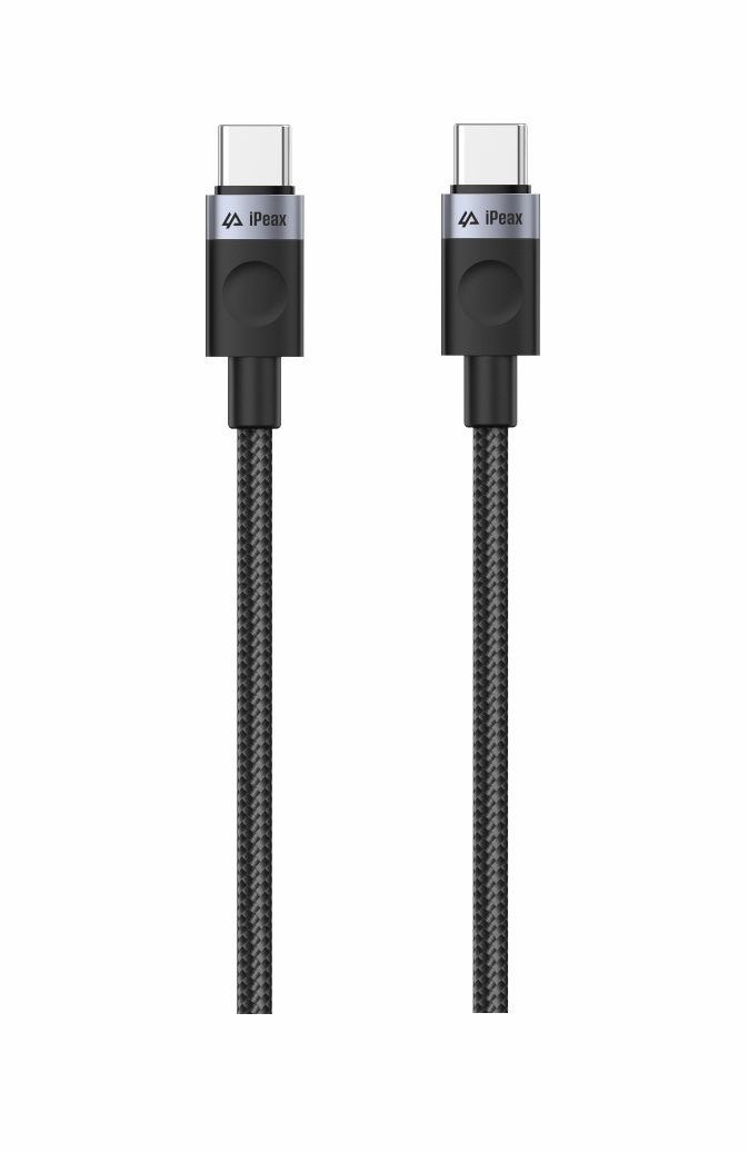 iPEAX textilní kabel USB-C / USB-C 1,5 m, USB 2.0, černý