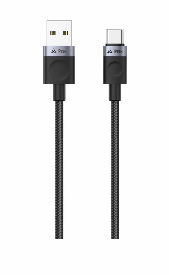 iPEAX textilný kábel USB-A / USB-C 1 m, USB 2.0, čierny