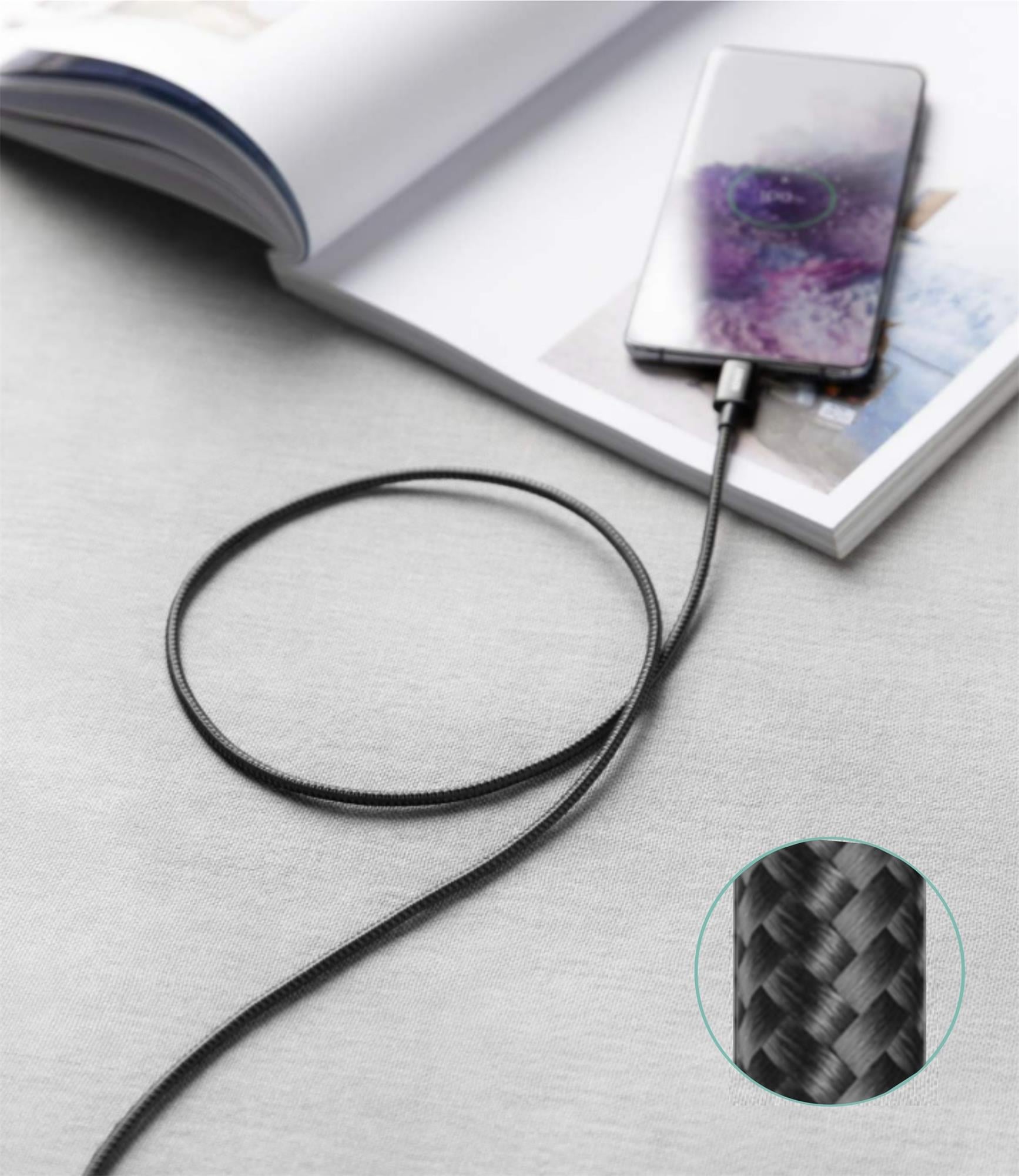 iPEAX textilný kábel USB-A / USB-C 1 m, USB 2.0, čierny