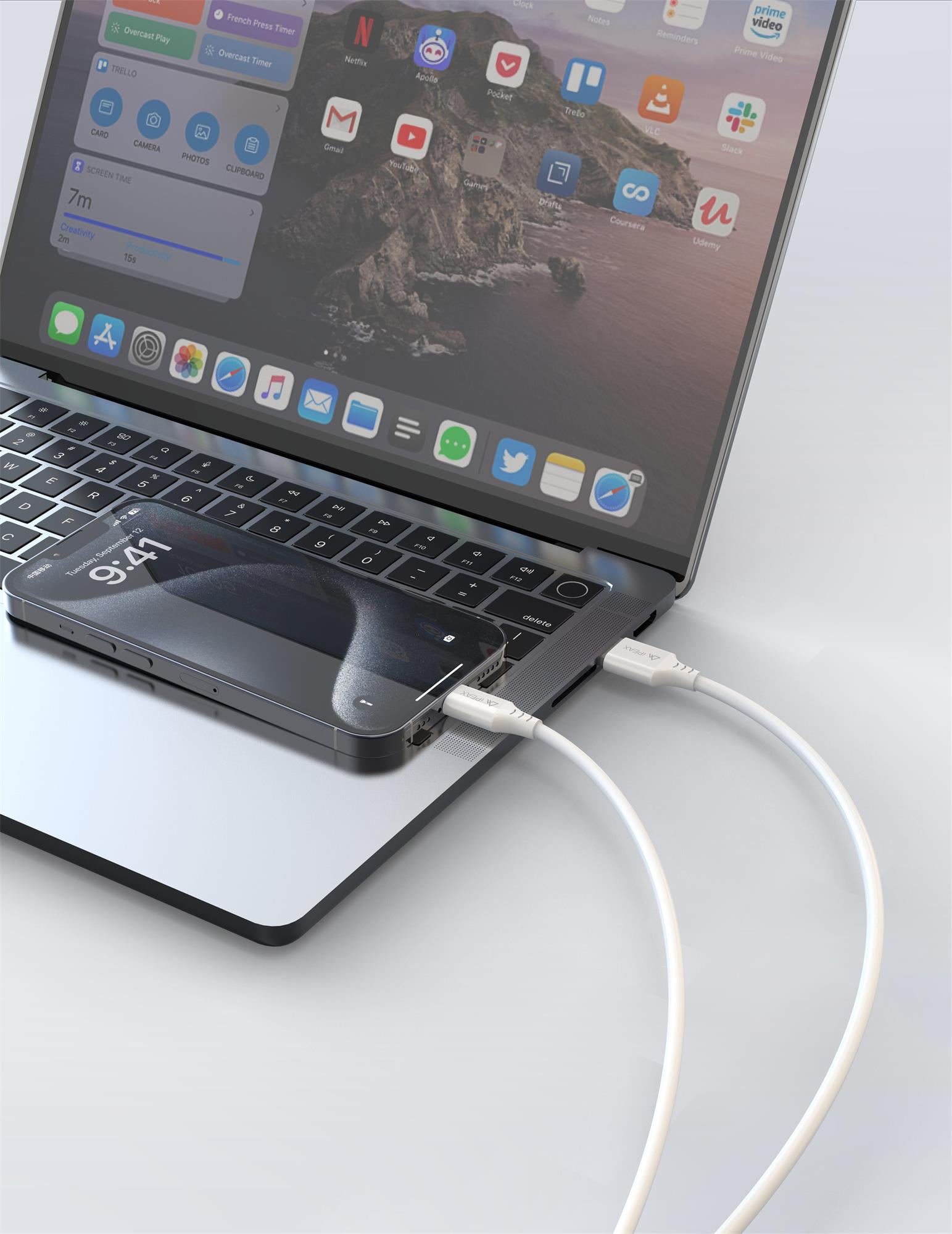 iPEAX TPU kabel USB-A / Lightning 1 m, USB 2.0, bílý