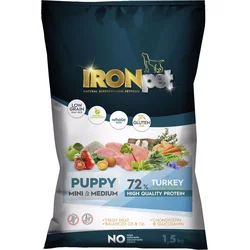 IRONpet Dog Puppy Mini & Medium Turkey (Krocan) 1,5kg granule pro štěňata