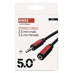 JACK kábel 3,5 mm stereo, vidlica - 3,5 mm zásuvka 5 m