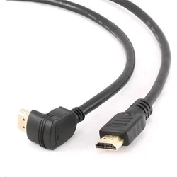 Kabel CABLEXPERT HDMI-HDMI 1,8m, 1.4, M/M stíněný, zlacené kontakty, 90° lomený, černý