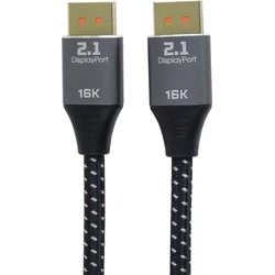 Kábel PremiumCord DisplayPort 2.1, 16K@60Hz,8K@120Hz,4K@240Hz,165Hz,144Hz kovové a pozlátené konektory, 1 m