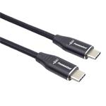 Kábel PremiumCord USB-C M/M, 240W 480Mbps čierny bavlnený oplet, 1 m