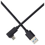 Kábel PremiumCord USB typu C/M so zahnutým konektorom 90° - USB 3.0 A/M, 2 m