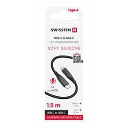Kábel Swissten Silicone USB-C / USB-C 60 W, čierny