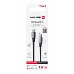 Kábel Swissten Textile II USB-C / USB-C 1,5 m, čierny