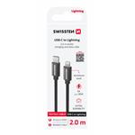 Kábel Swissten Textile USB-C / Lightning, 2 m, čierny