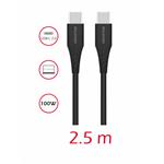 Kábel Swissten TPE USB-C / USB-C 100 W, čierny