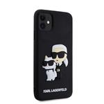 Karl Lagerfeld 3D gumový zadný kryt Karl and Choupette pre iPhone 11 Black