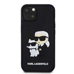 Karl Lagerfeld 3D gumový zadný kryt Karl and Choupette pre iPhone 13 Black