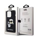 Karl Lagerfeld 3D gumový zadný kryt Karl and Choupette pre iPhone 13 Pro Black