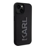 Karl Lagerfeld 3D gumový zadný kryt s trblietavým logom Karl pre iPhone 15 Black