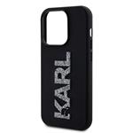 Karl Lagerfeld 3D gumový zadný kryt s trblietavým logom Karl pre iPhone 15 Pro Black