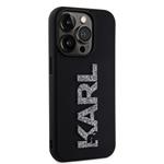 Karl Lagerfeld 3D gumový zadný kryt s trblietavým logom Karl pre iPhone 15 Pro Max Black
