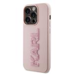 Karl Lagerfeld 3D gumový zadný kryt s trblietavým logom Karl pre iPhone 15 Pro Max Pink