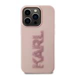 Karl Lagerfeld 3D gumový zadný kryt s trblietavým logom Karl pre iPhone 15 Pro Max Pink
