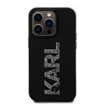 Karl Lagerfeld 3D Rubber Glitter Logo Karl Zadní Kryt pro iPhone 15 Pro Black