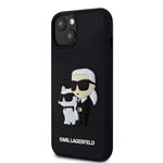 Karl Lagerfeld 3D Rubber Karl and Choupette Zadní Kryt pro iPhone 13 Black