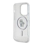 Karl Lagerfeld IML Glitter Karl and Choupette Zadný kryt MagSafe pre iPhone 15 Pro Transparent