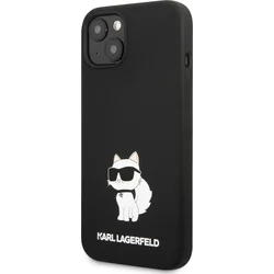 Karl Lagerfeld Liquid Silicone Choupette NFT Zadní Kryt pro iPhone 13 Black