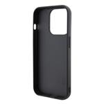 Karl Lagerfeld Pevný kovový zadný kryt Ikonik s trblietkami pre iPhone 15 Pro Black