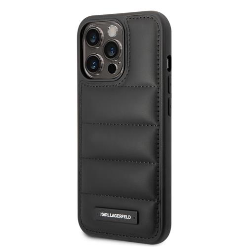 Karl Lagerfeld Quilted Puffy Metal Logo Zadní Kryt pro iPhone 14 Pro Max Black