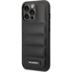 Karl Lagerfeld Quilted Puffy Metal Logo Zadný kryt pre iPhone 14 Pro Max Black