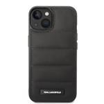Karl Lagerfeld Quilted Puffy Metal Logo Zadný kryt pre iPhone 15 Black