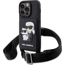 Karl Lagerfeld Saffiano Crossbody Karl and Choupette NFT Cover pre iPhone 14 Pro Black