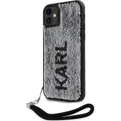 Karl Lagerfeld Sequins Reversible Zadní Kryt pro iPhone 11 Black/Silver