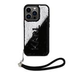 Karl Lagerfeld Sequins Reversible Zadní Kryt pro iPhone 13 Pro Black/Silver