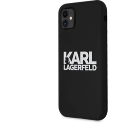 Karl Lagerfeld Stack White Logo Silikonový Kryt pro iPhone 11 Black